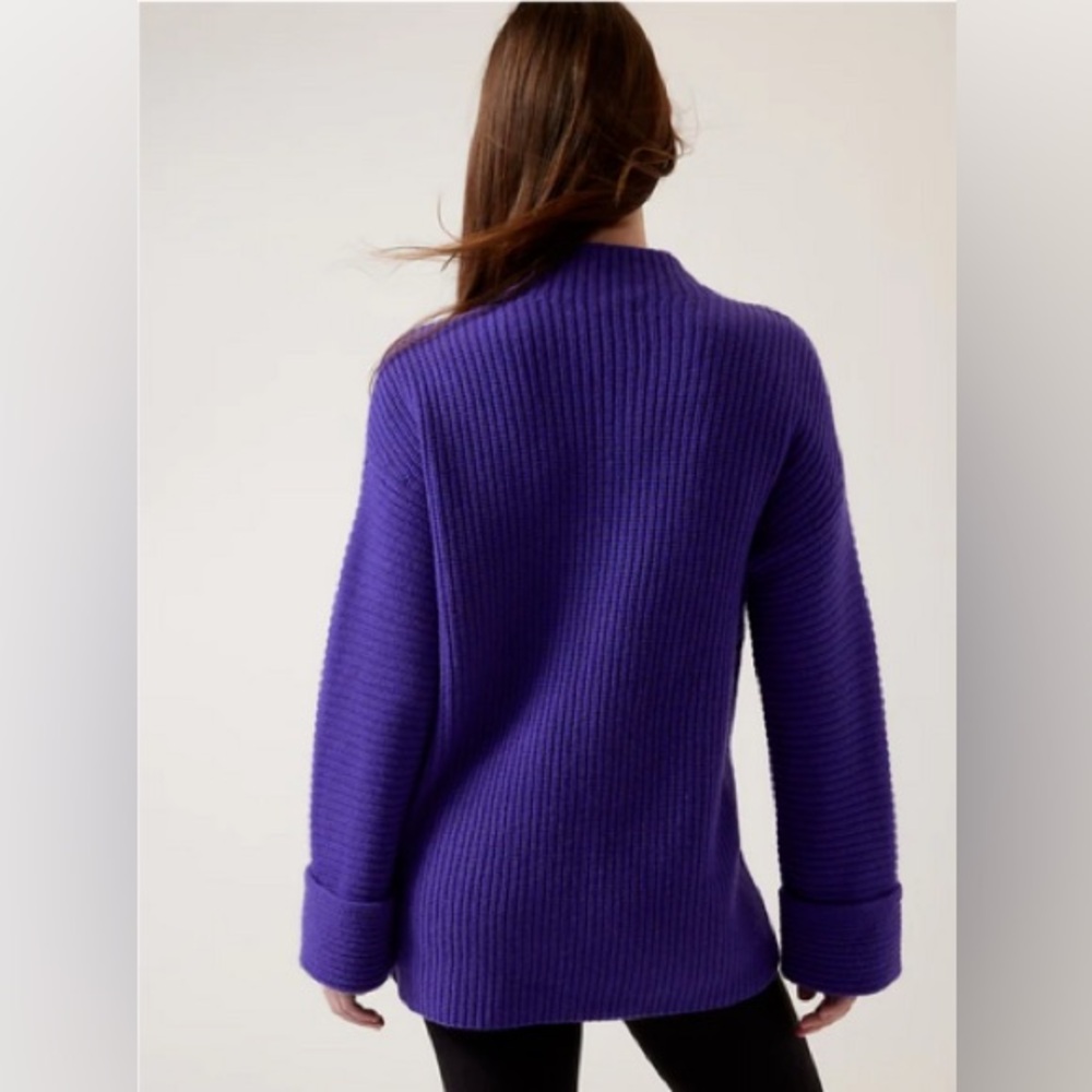 Athleta Wool Cashmere Azalea Sweater Noble purple Blue Mock-Neck Sweater - Picture 3 of 7
